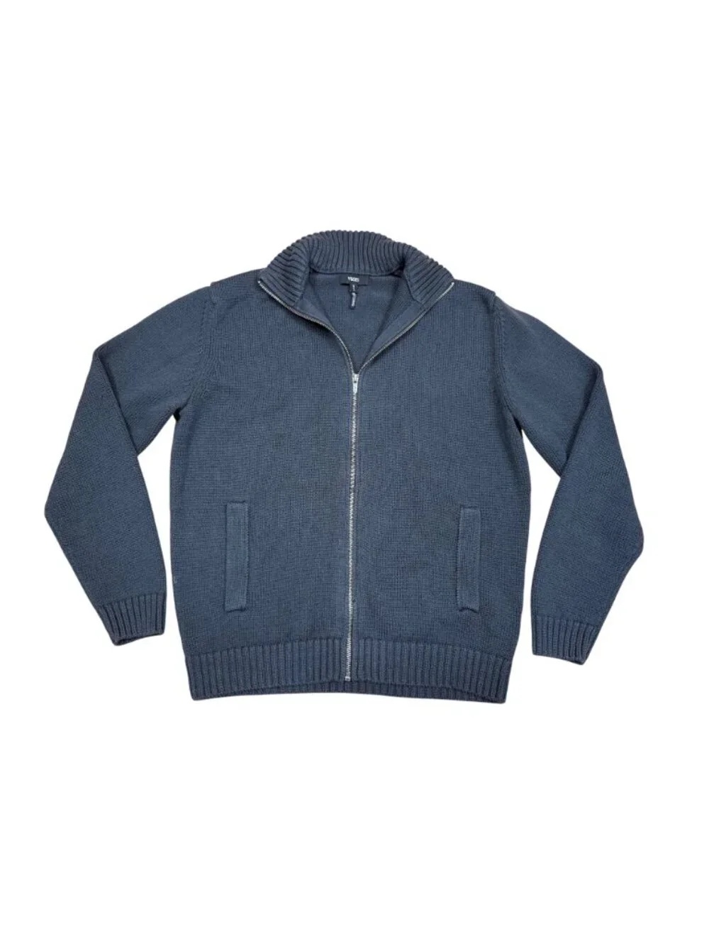 Vuori Denver Full Zip Sweater Men's Small Ink Blue Merino Wool Blend Mock Neck V